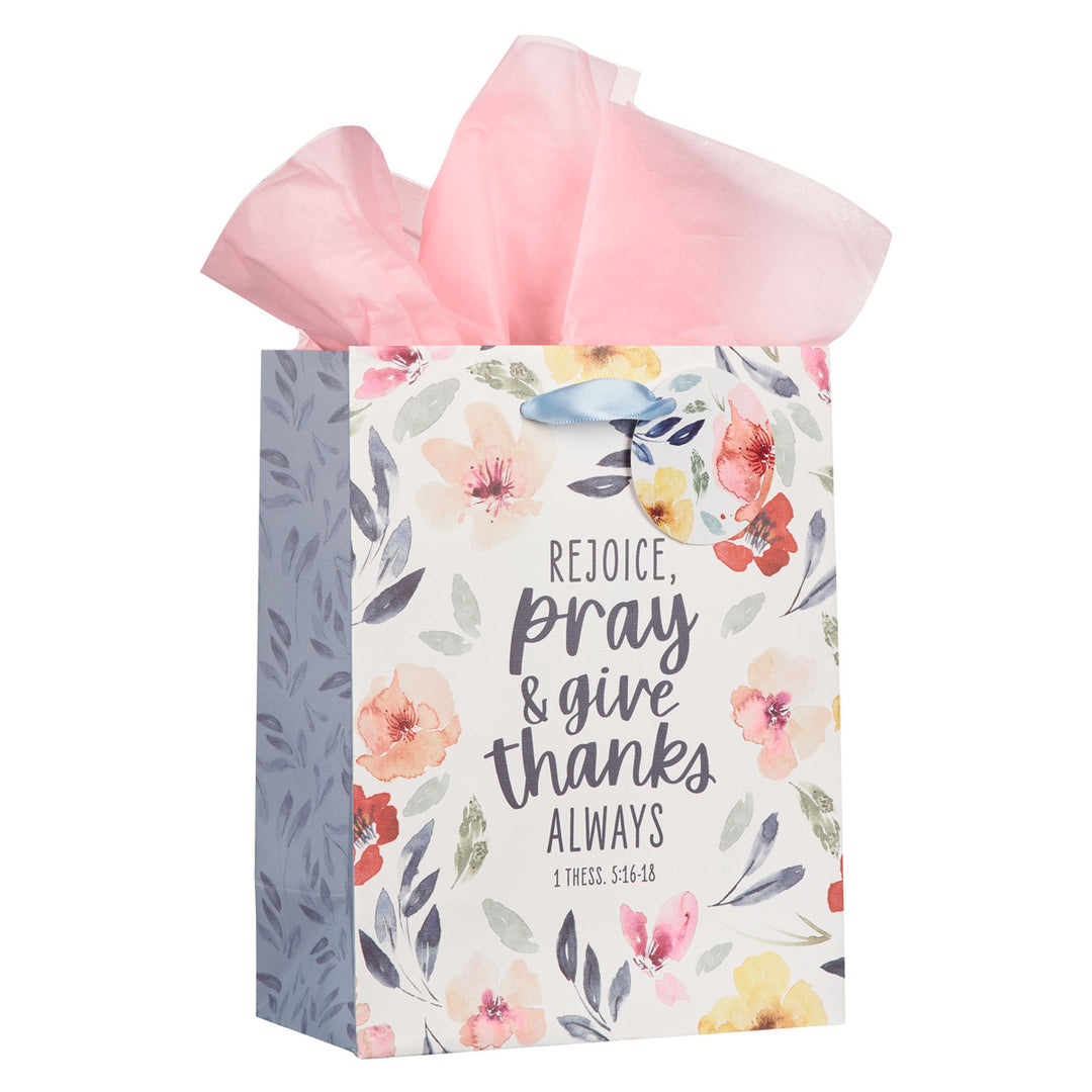 Rejoice, Pray and Give Thanks Always Medium Gift Bag with Gift Tag