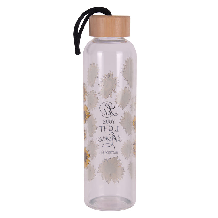 Let Your Light Shine Glass Water Bottle with Bamboo Lid