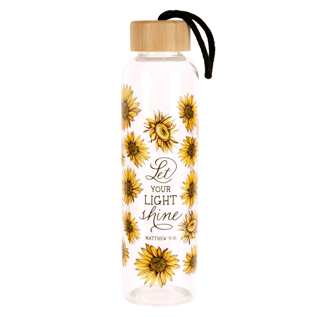 Let Your Light Shine Glass Water Bottle with Bamboo Lid