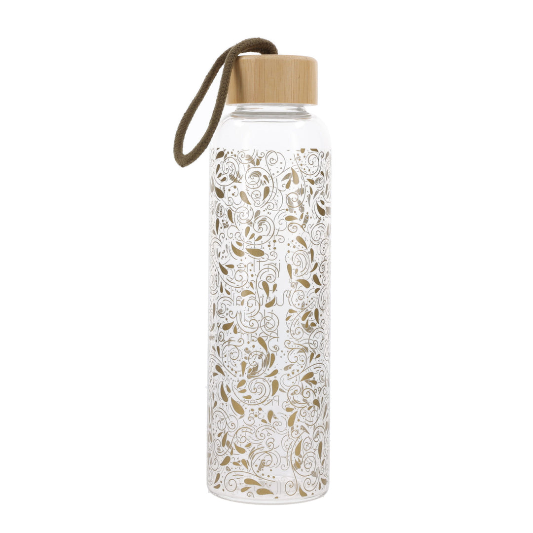 Trust In The Lord with All Your Heart Glass Water Bottle with Bamboo Lid