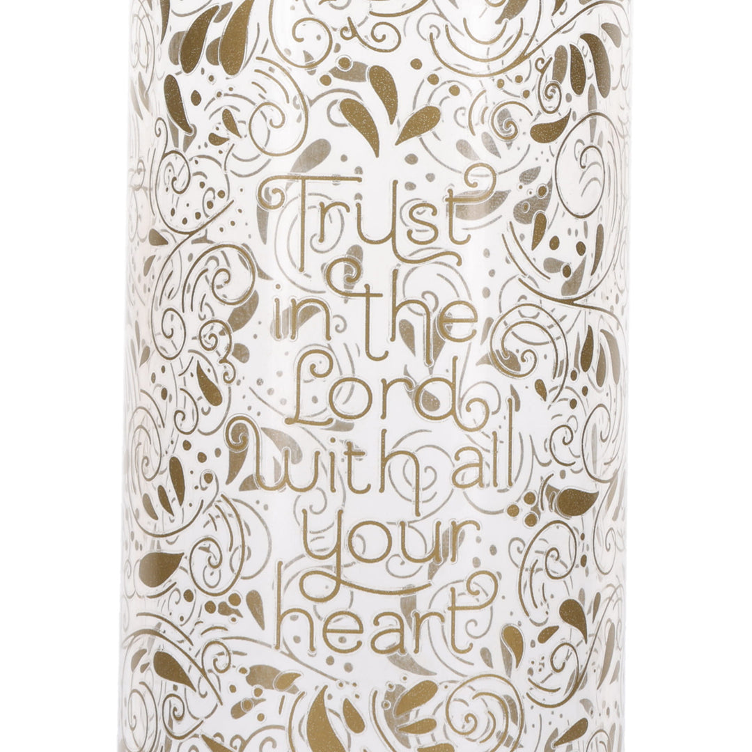 Trust In The Lord with All Your Heart Glass Water Bottle with Bamboo Lid