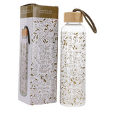 Trust In The Lord with All Your Heart Glass Water Bottle with Bamboo Lid