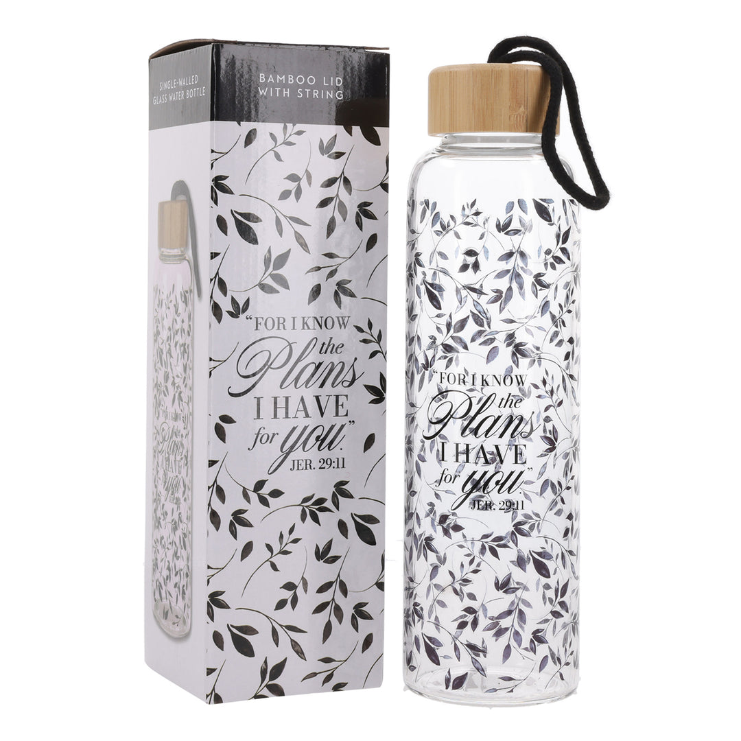 For I Know The Plans I Have for You Glass Water Bottle with Bamboo Lid