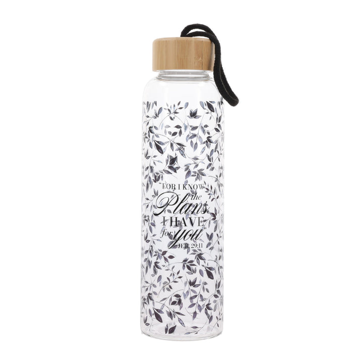 For I Know The Plans I Have for You Glass Water Bottle with Bamboo Lid