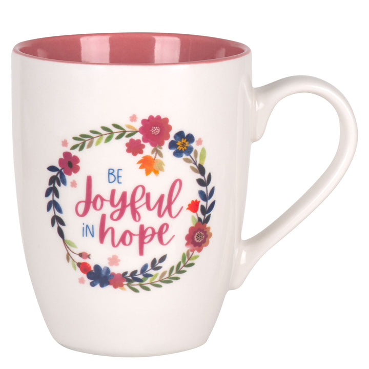 Be Joyful in Hope Pink Interior Ceramic Mug