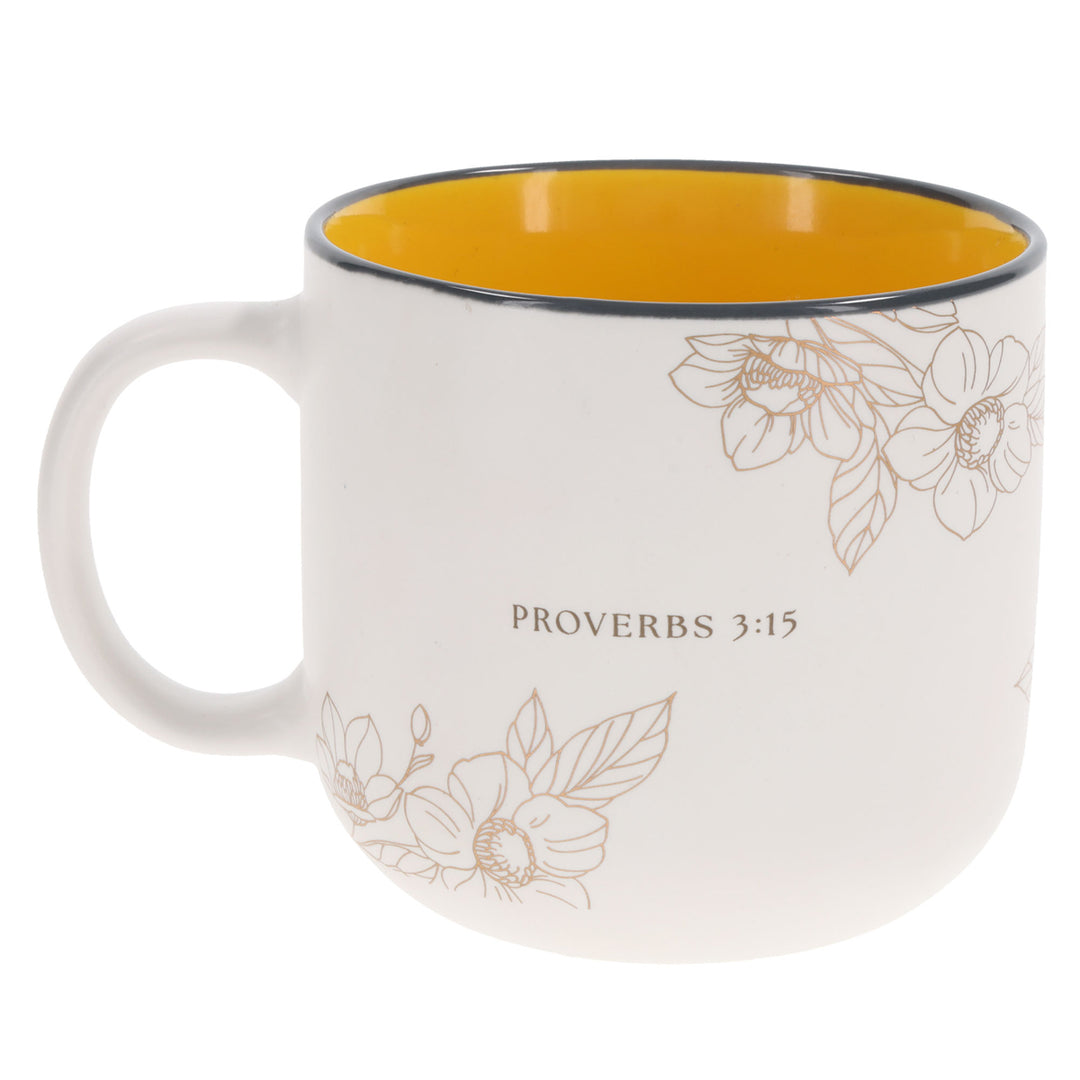 She Is More Precious than Rubies Ceramic Mug with Orange Interior