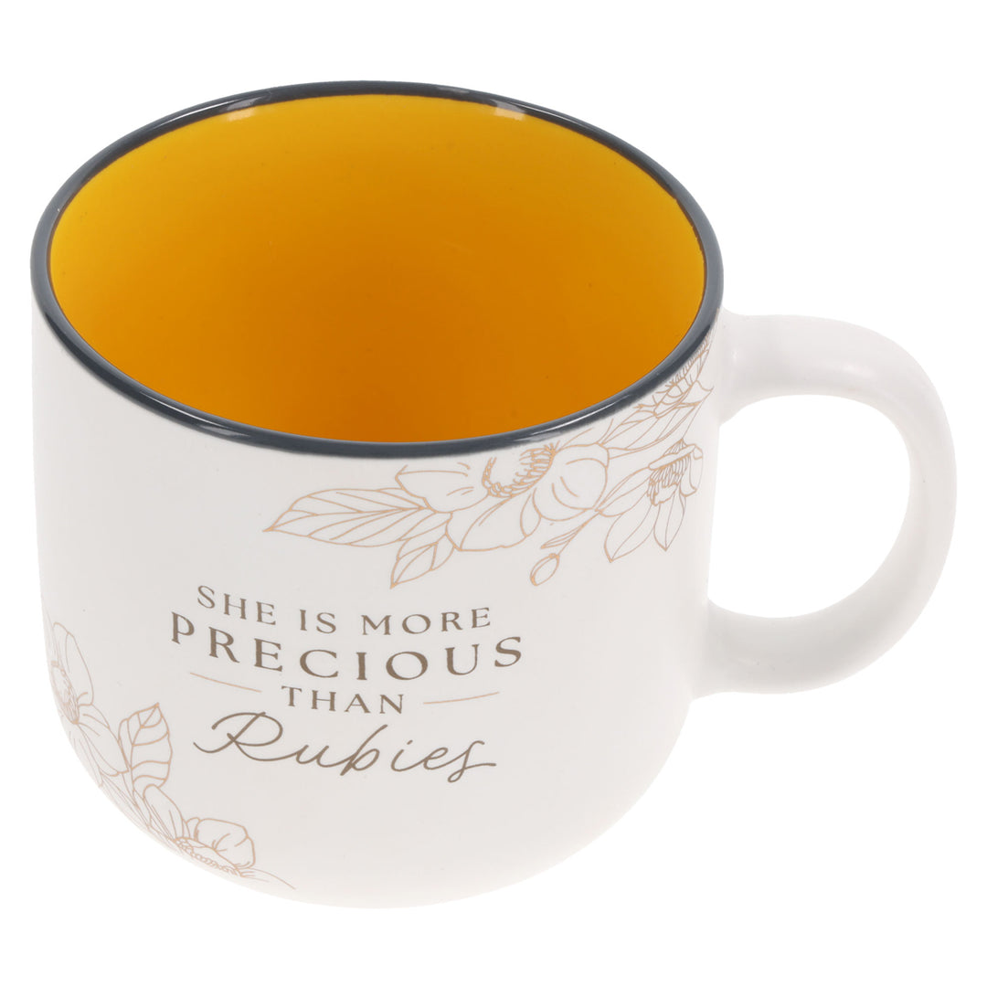 She Is More Precious than Rubies Ceramic Mug with Orange Interior