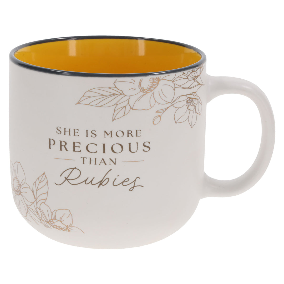 She Is More Precious than Rubies Ceramic Mug with Orange Interior