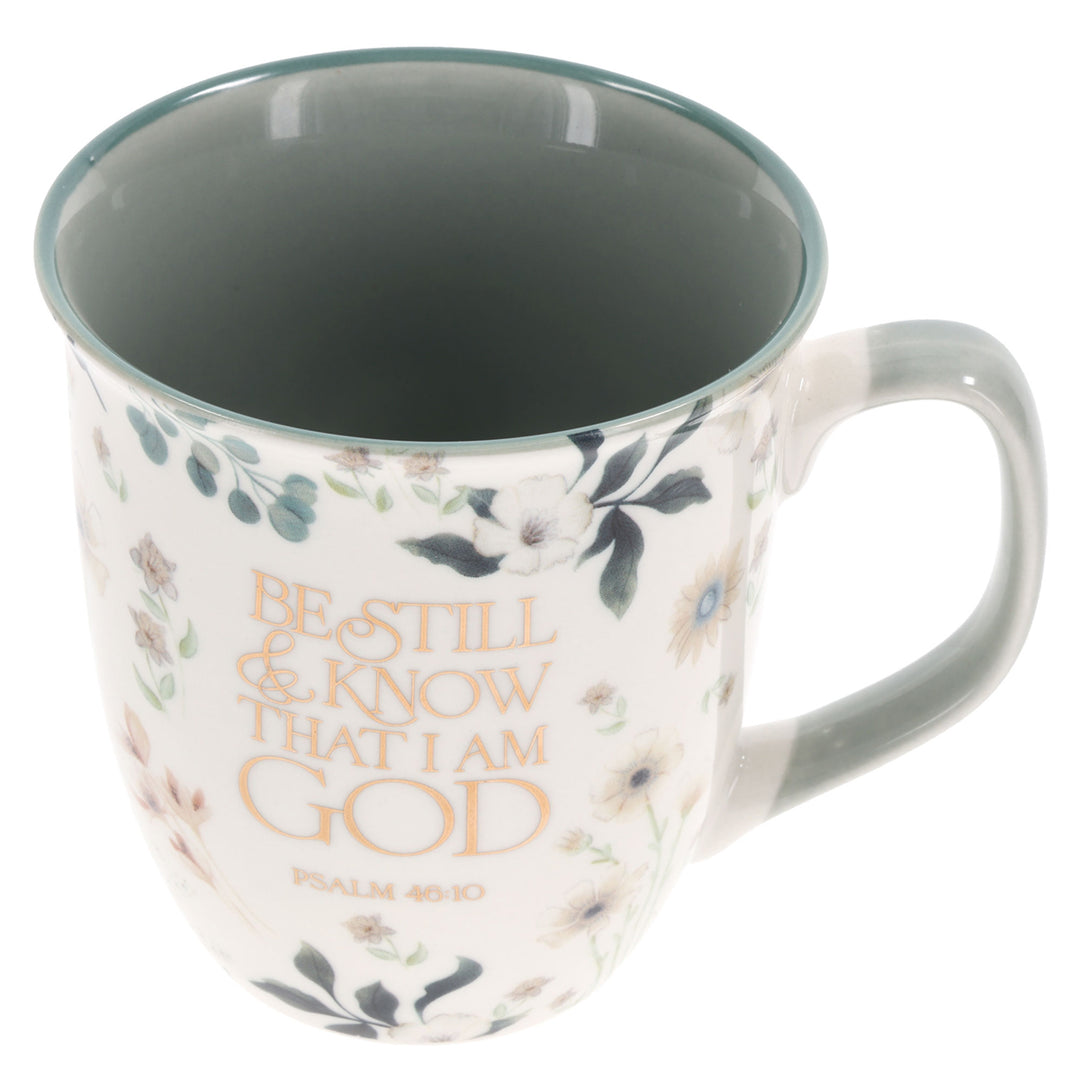 Be Still & Know that I Am God Ceramic Mug with Green Interior