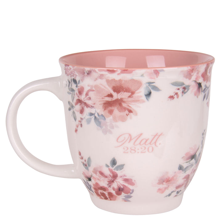 I Am with You Always Ceramic Mug with Pink Interior