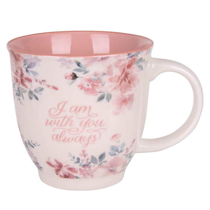 I Am with You Always Ceramic Mug with Pink Interior