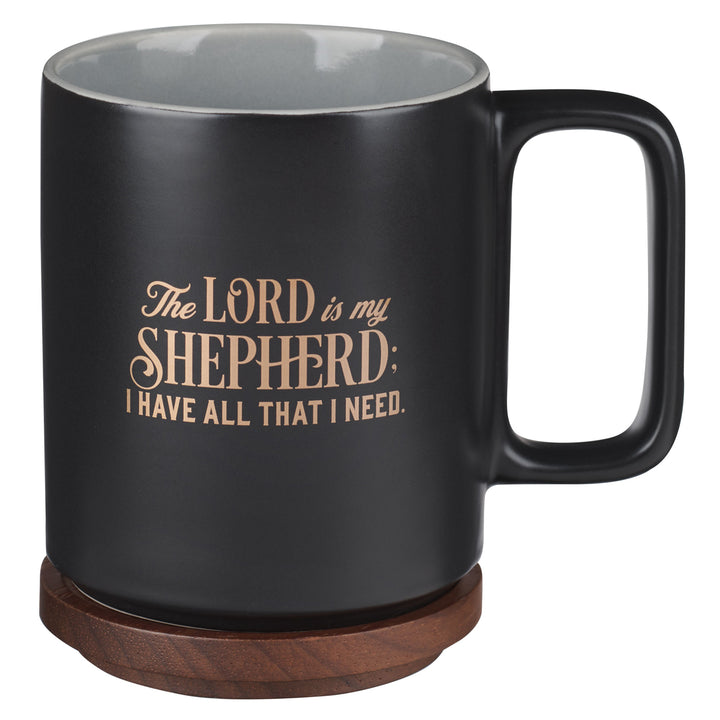 The Lord Is My Shepherd I Have All That I Need Ceramic Mug with Acacia Lid