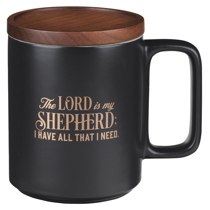 The Lord Is My Shepherd I Have All That I Need Ceramic Mug with Acacia Lid