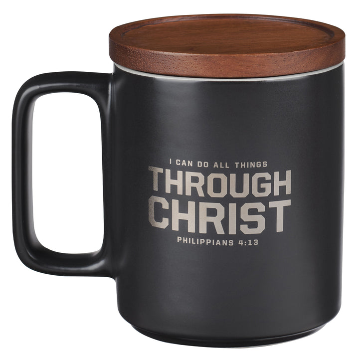 I Can Do All Things Through Christ Ceramic Mug with Acacia Lid