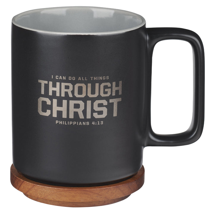 I Can Do All Things Through Christ Ceramic Mug with Acacia Lid