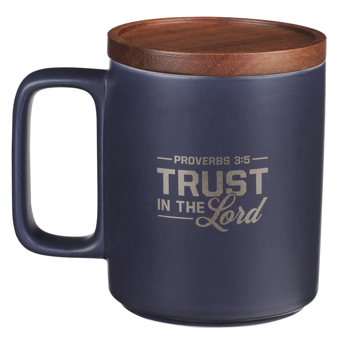 Trust in The Lord Ceramic Mug with Acacia Lid