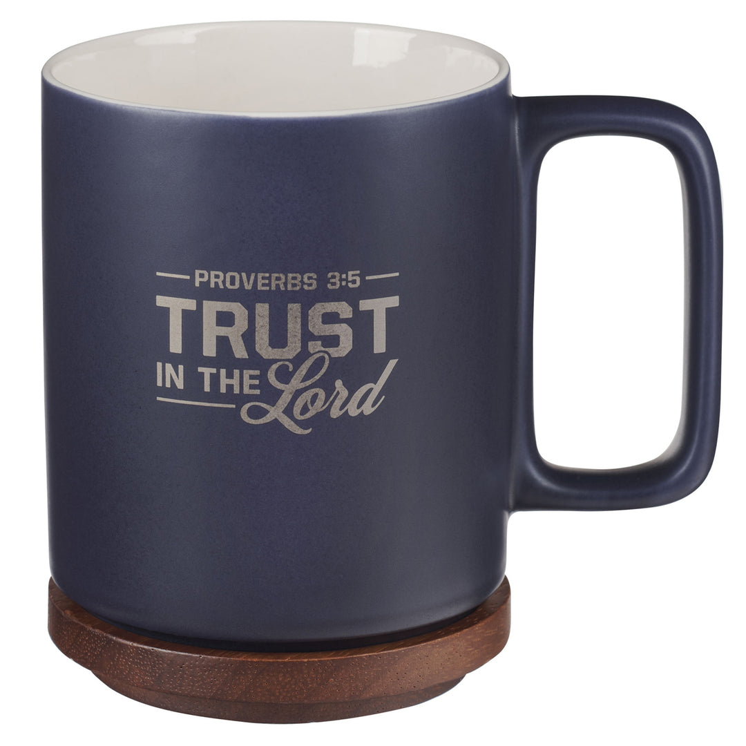 Trust in The Lord Ceramic Mug with Acacia Lid