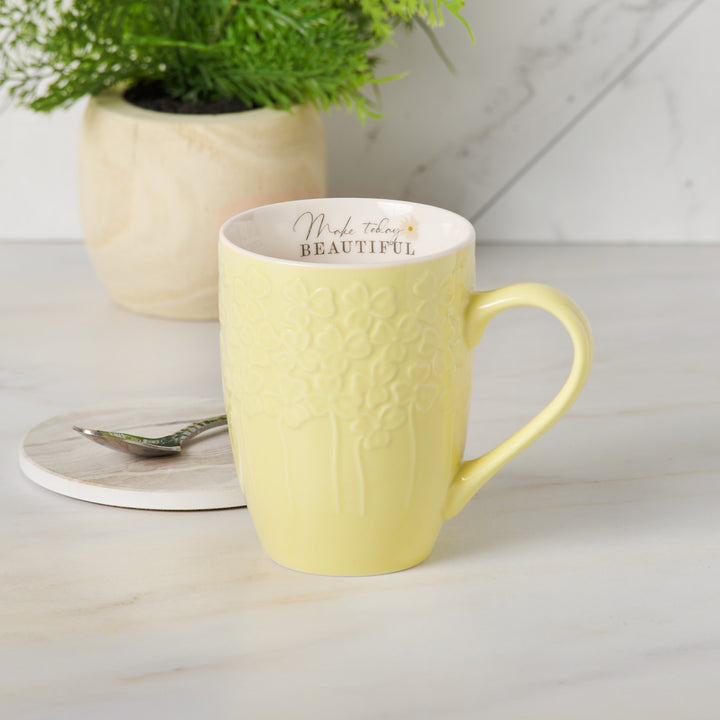 Make Today Beautiful Yellow Ceramic Mug