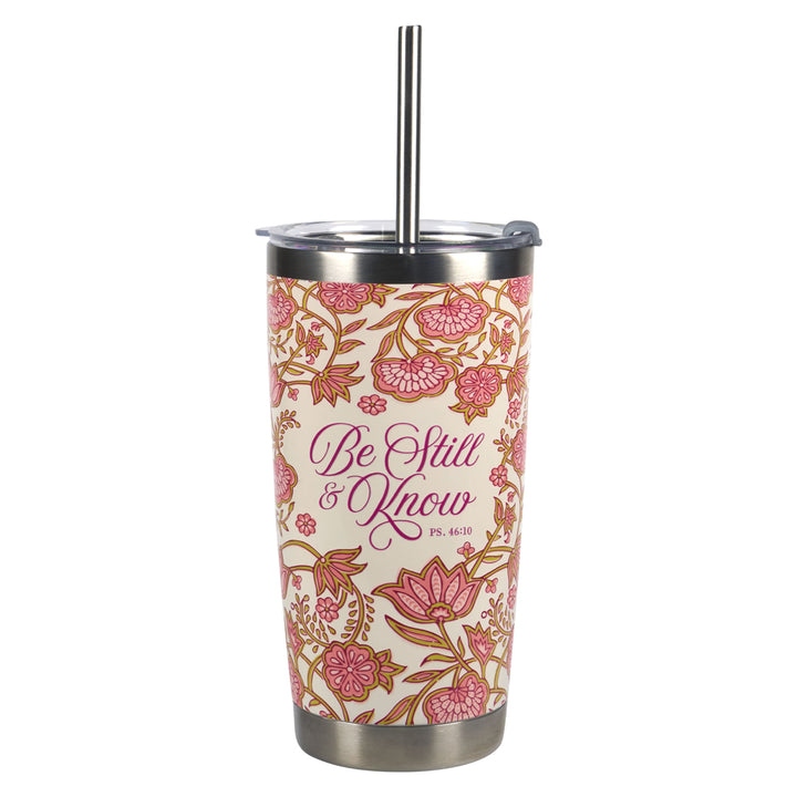 Be Still and Know Pink Stainless Steel Travel Mug