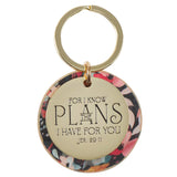 For I Know the Plans I Have for You Faux Leather Key Ring with Metal Charm
