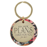 For I Know the Plans I Have for You Faux Leather Key Ring with Metal Charm