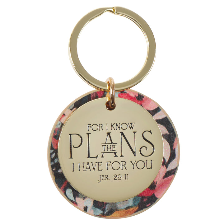 For I Know the Plans I Have for You Faux Leather Key Ring with Metal Charm