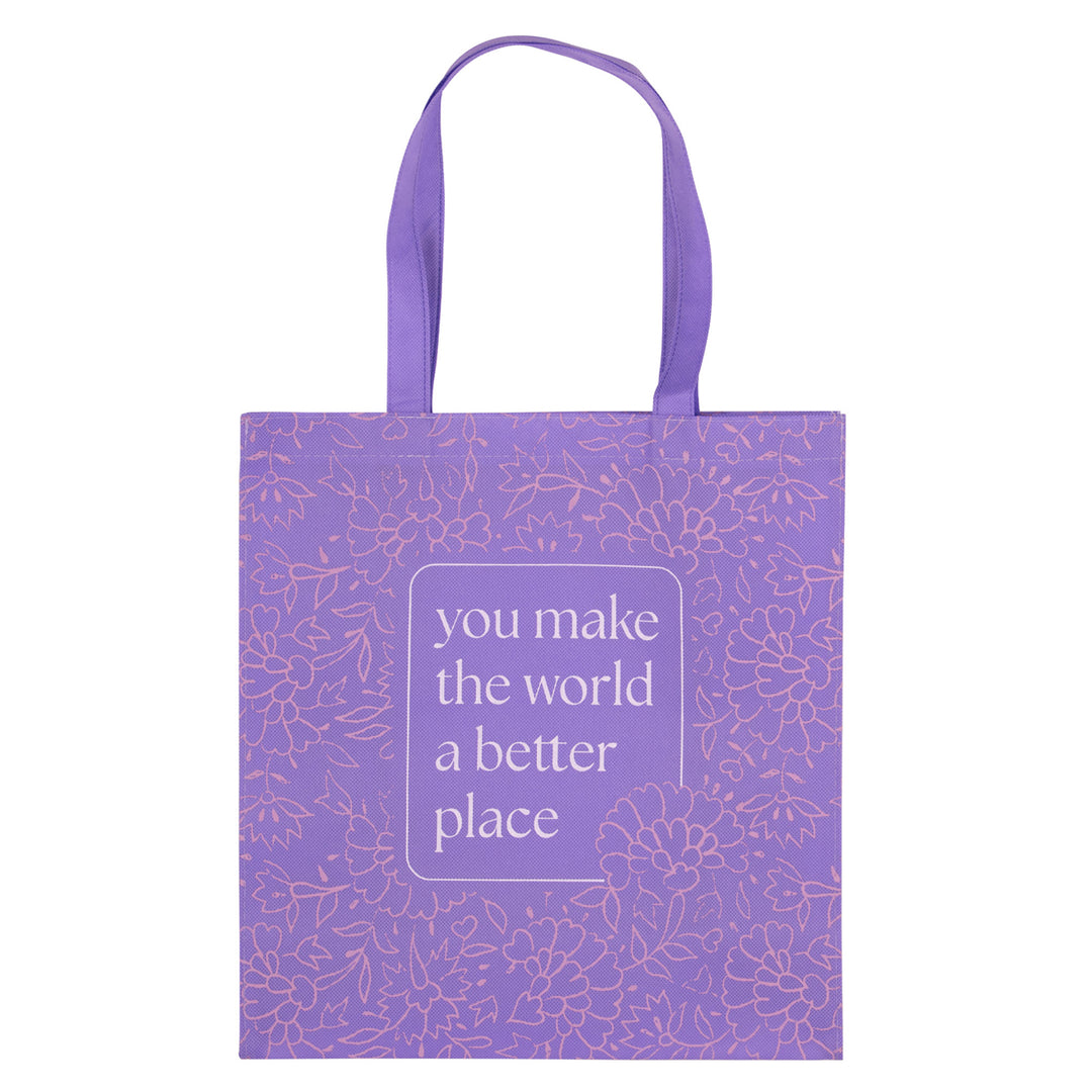 You Make the World a Better Place Purple Non-Woven Tote Bag