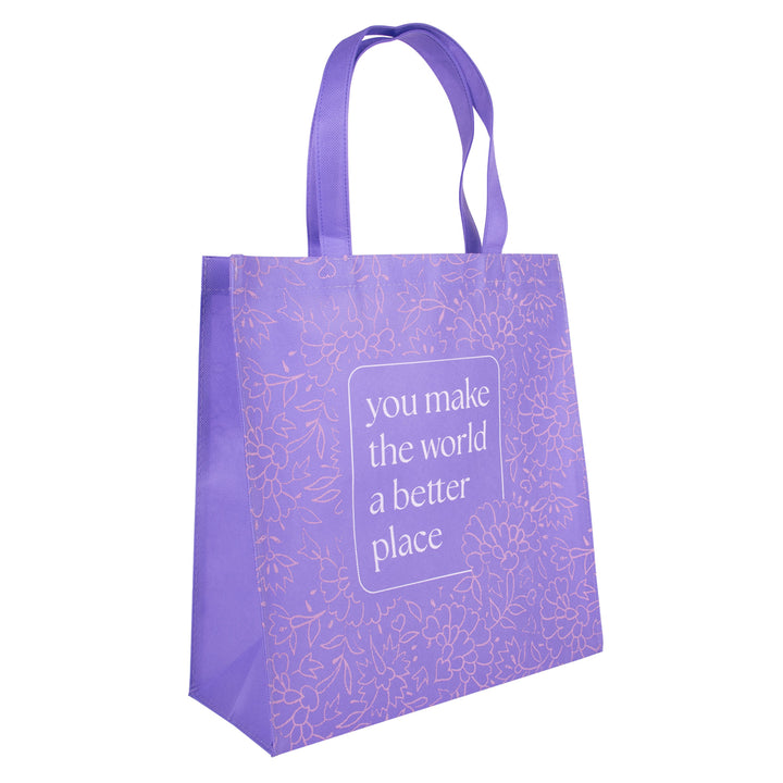 You Make the World a Better Place Purple Non-Woven Tote Bag