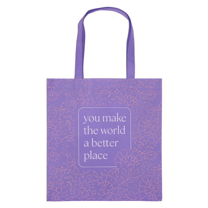 You Make the World a Better Place Purple Non-Woven Tote Bag