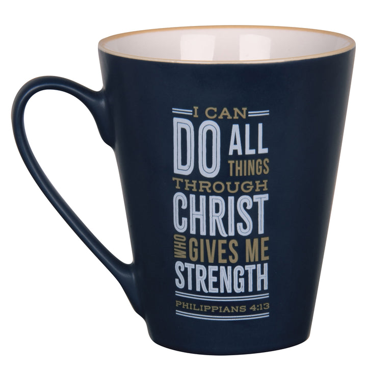 I Can Do All Things Through Christ Navy Blue Ceramic Mug