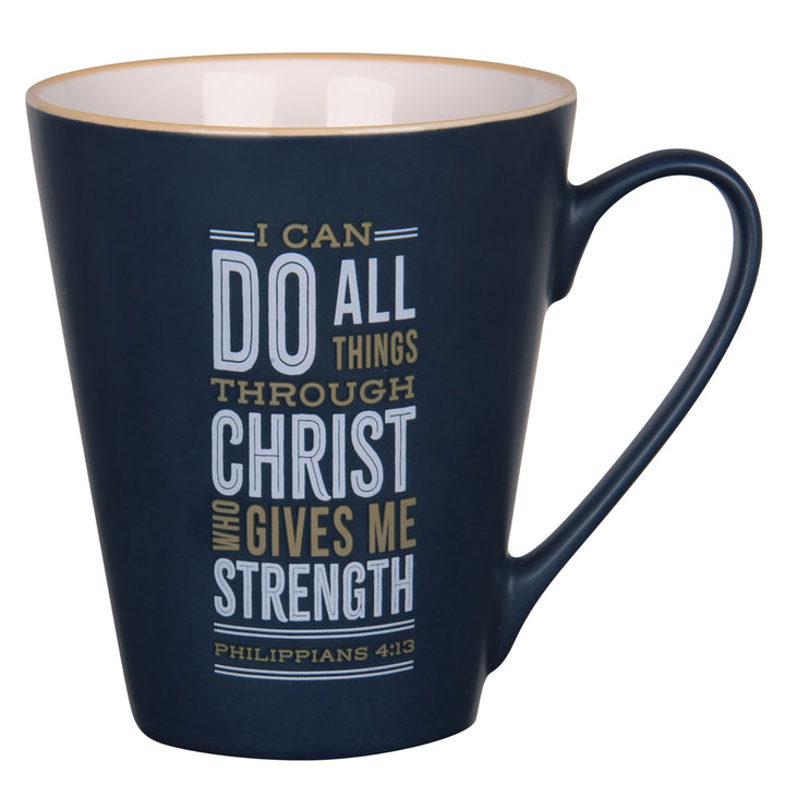 I Can Do All Things Through Christ Navy Blue Ceramic Mug