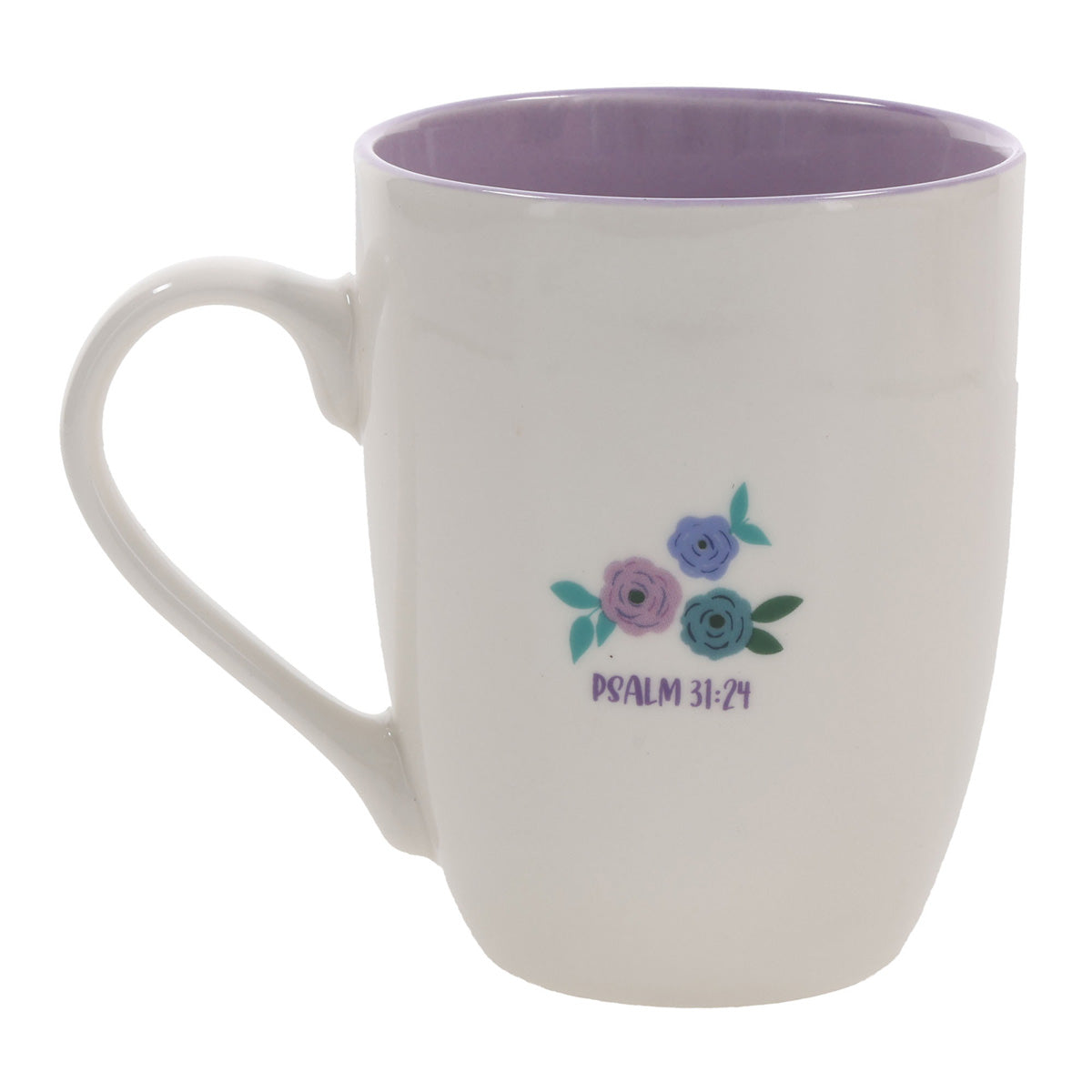 Be Strong and Take Heart, All You Who Hope in the Lord Ceramic Mug with Lilac Interior