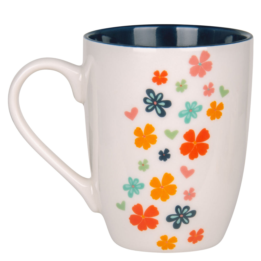 Faith Hope Love Ceramic Mug with Blue Interior