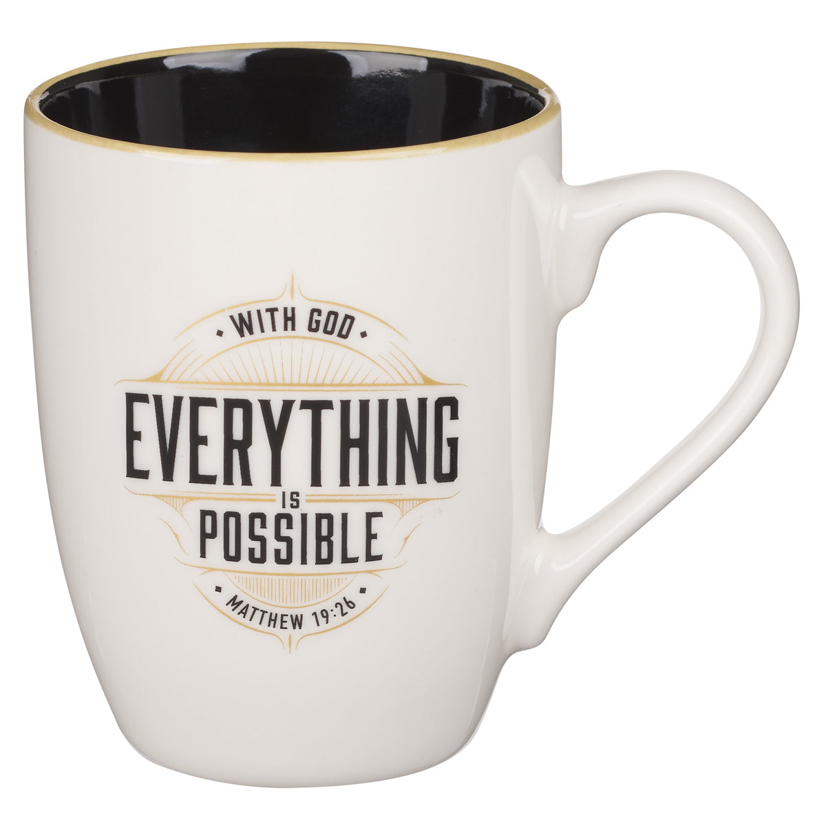 With God Everything Is Possible Ceramic Mug with Black Interior