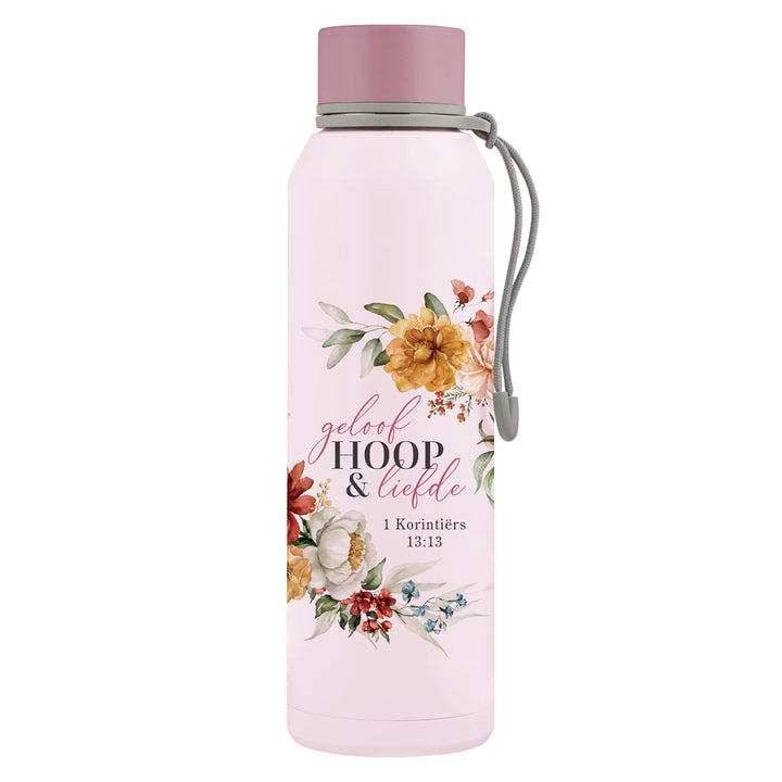 Geloof Hoop en Liefde Afrikaans Stainless Steel Water Bottle