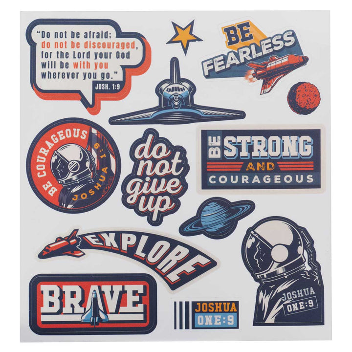 Be Strong & Courageous Navy Blue Stainless Steel Water Bottle with Decorative Sticker Sheet