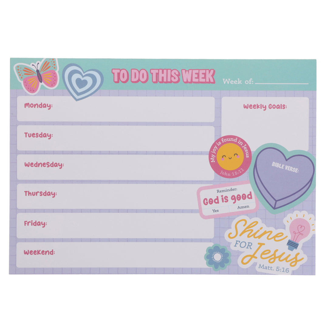 A4 Weekly Desk Planner For Girls - Shine for Jesus