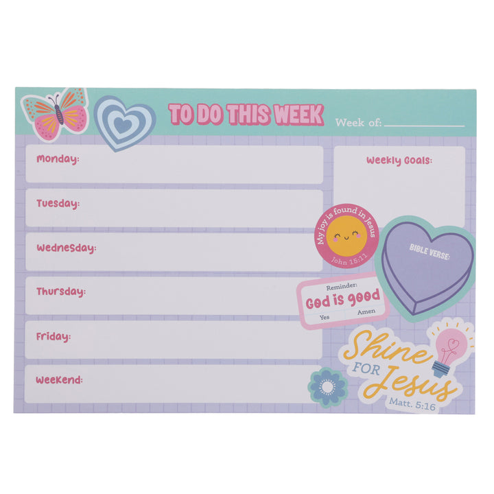 A4 Weekly Desk Planner For Girls - Shine for Jesus