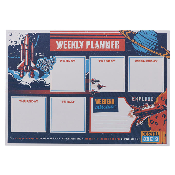 A4 Weekly Desk Planner For Boys - Strong and Courageous