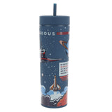 Strong and Courageous Navy Blue Plastic Travel Tumbler with Straw