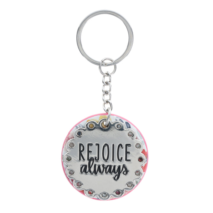 Rejoice Always Metal Key Ring