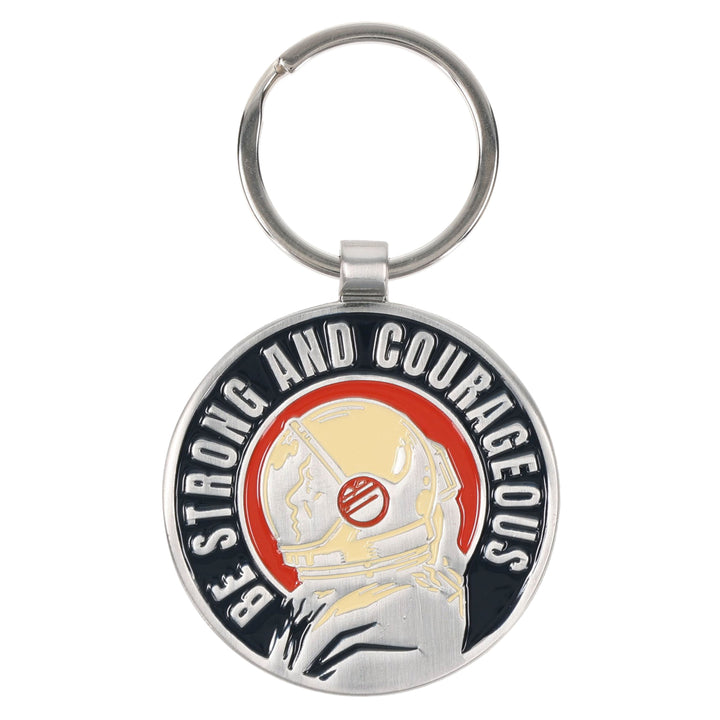 Be Strong and Courageous Metal Key Ring with Charm