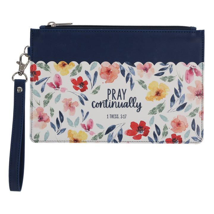 Pray Continually Faux Leather Zipper Pouch