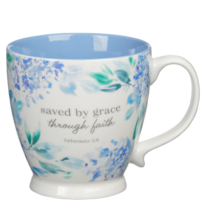 Saved by Grace Through Faith Floral Ceramic Mug