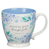 Saved by Grace Through Faith Floral Ceramic Mug