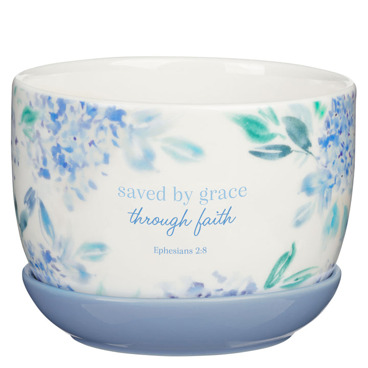 Saved by Grace Through Faith Ceramic Planter