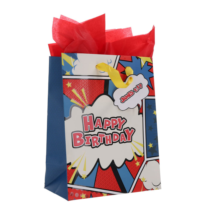 Every Good and Perfect Gift Is from Above - Happy Birthday Medium Gift Bag with Gift Tag