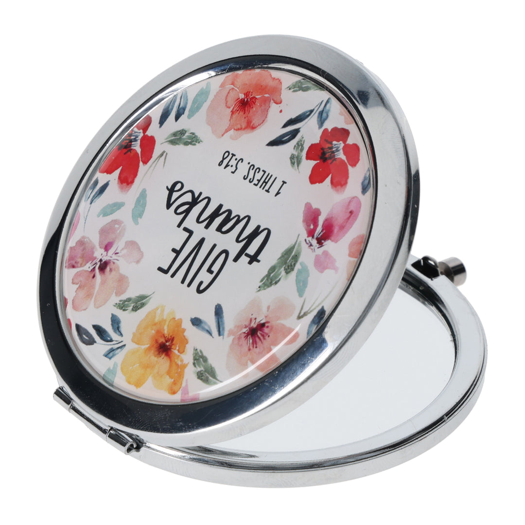 Give Thanks Floral Compact Mirror