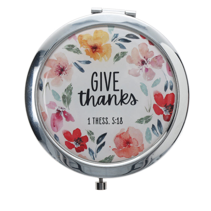 Give Thanks Floral Compact Mirror