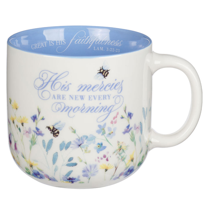 His Mercies Are New Every Morning Ceramic Mug with Blue Interior